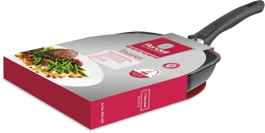 Сковорода-гриль Rondell Escurion RDA-869 квадратная 28см покрытие: Xylan Plus ручка съемная (без крышки) черный  