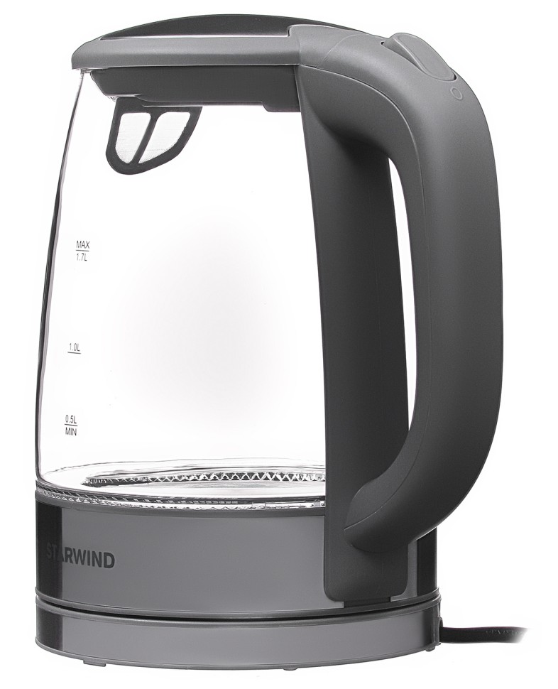 Чайник электрический Starwind SKG2315 1.7л. 2200Вт серый/серебристый корпус: стекло/металл/пластик  