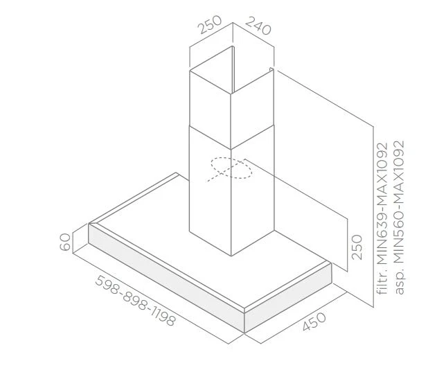 Вытяжка каминная Elica Spot Plus IX/A/90 нержавеющая сталь управление: кнопочное (1 мотор)  