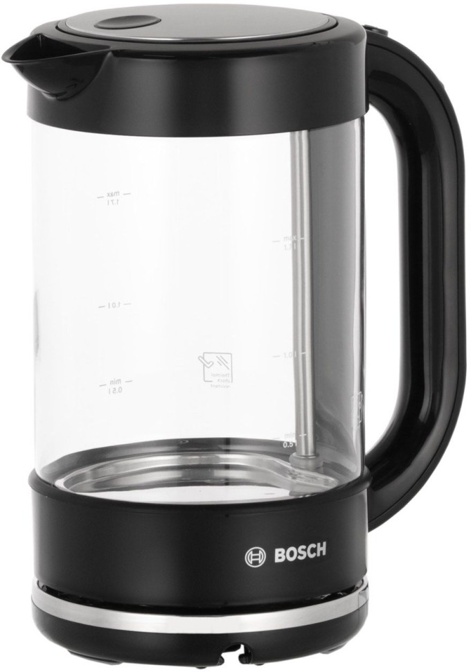 Чайник электрический Bosch TWK70B03 1.7л. 2400Вт черный корпус: стекло  