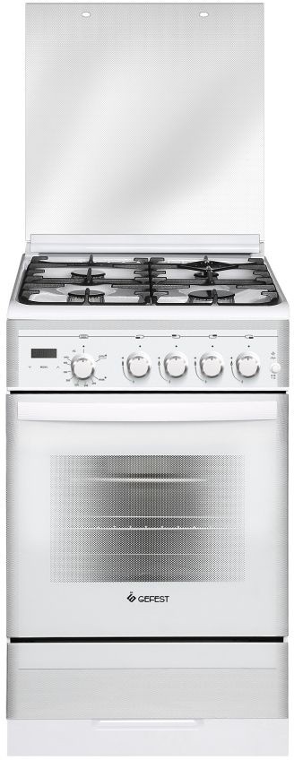 Плита Газовая Gefest ПГ 5300-03 0040 белый (стеклянная крышка) реш.чугун  