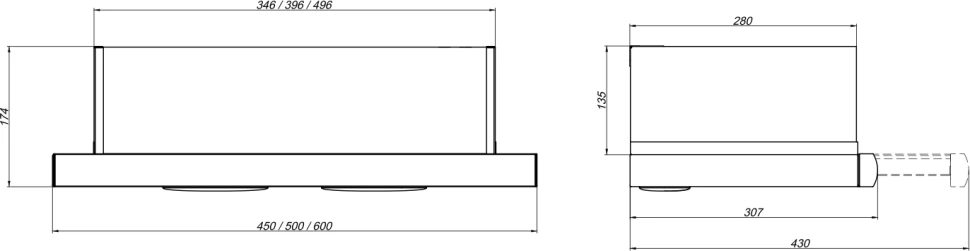 Вытяжка встраиваемая Elikor Интегра 60П-400-В2Л топленое молоко управление: кулисные переключатели (1 мотор)  