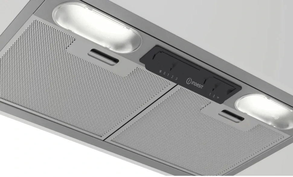 Вытяжка встраиваемая Indesit INAE 52FLS X нержавеющая сталь управление: ползунковое (1 мотор)  