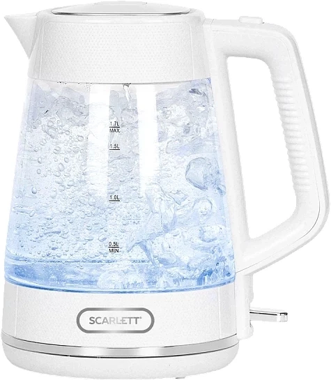 Чайник электрический Scarlett SC-EK27G104 1.7л. 2200Вт белый корпус: стекло/пластик  