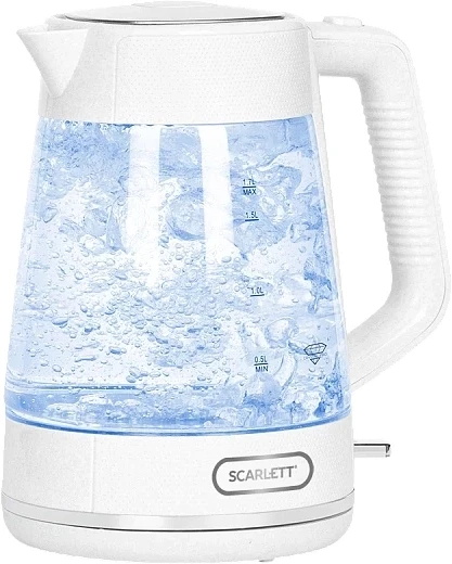 Чайник электрический Scarlett SC-EK27G104 1.7л. 2200Вт белый корпус: стекло/пластик  
