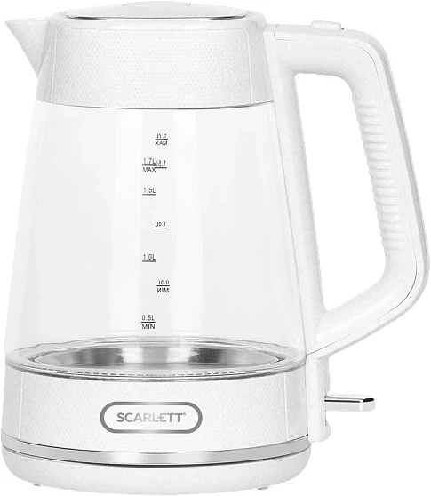 Чайник электрический Scarlett SC-EK27G104 1.7л. 2200Вт белый корпус: стекло/пластик  
