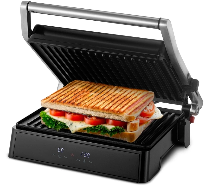 Электрогриль Kitfort КТ-3664 2000Вт серебристый/черный  