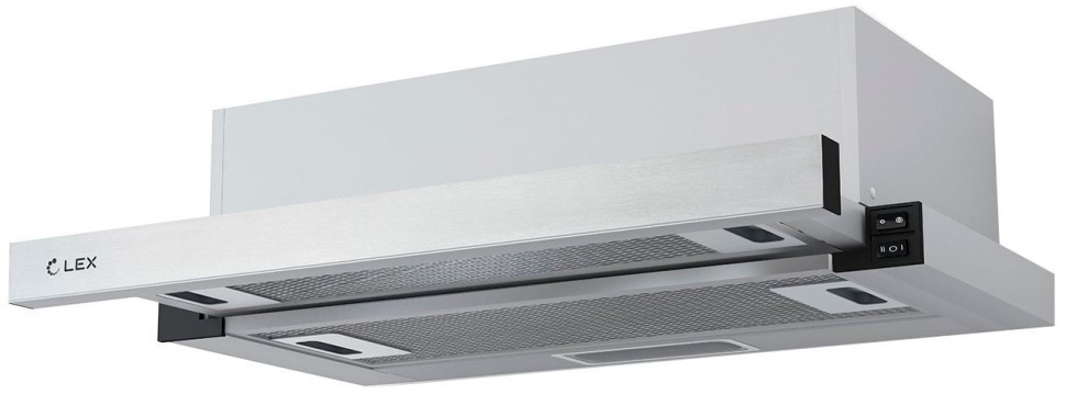 Вытяжка встраиваемая Lex Hubble 2M 600 IX нержавеющая сталь управление: кулисные переключатели (2 мотора)  