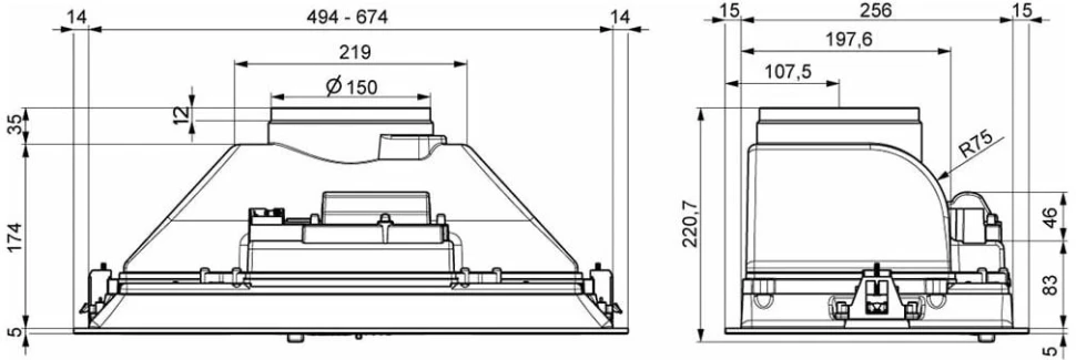 Вытяжка встраиваемая Elikor BREEZE 52Н-450-П3Д нержавеющая сталь управление: ползунковое (1 мотор)  