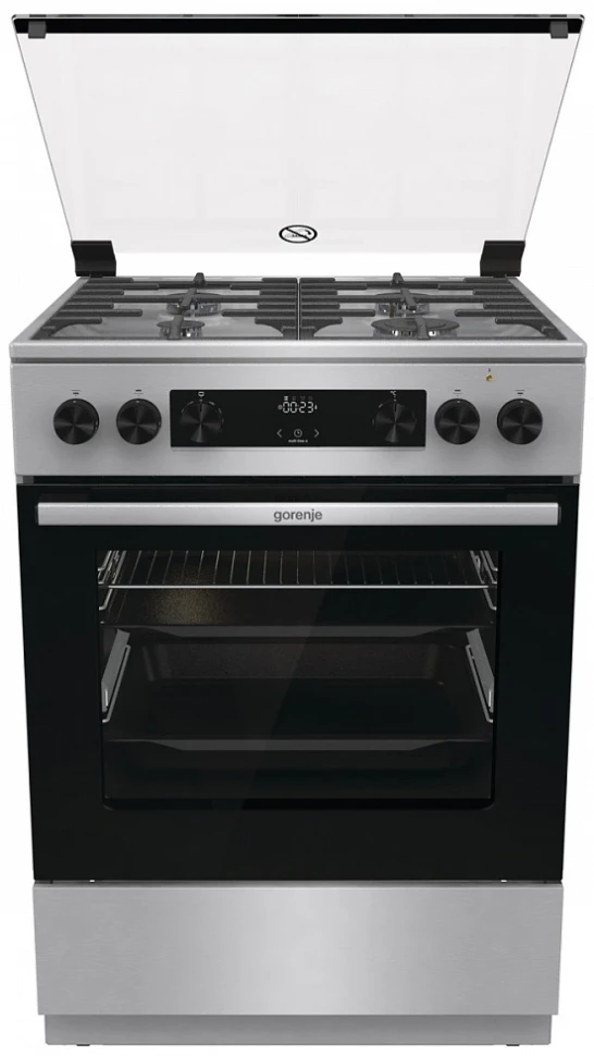 Плита Комбинированная Gorenje GKS6C72XF нержавеющая сталь (стеклянная крышка) реш.чугун