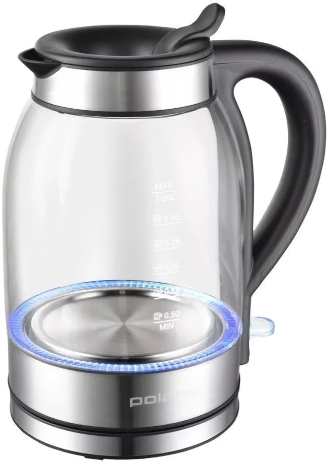 Чайник электрический Polaris PWK 1739CGL 1.8л. 2200Вт серебристый/черный корпус: стекло/металл  