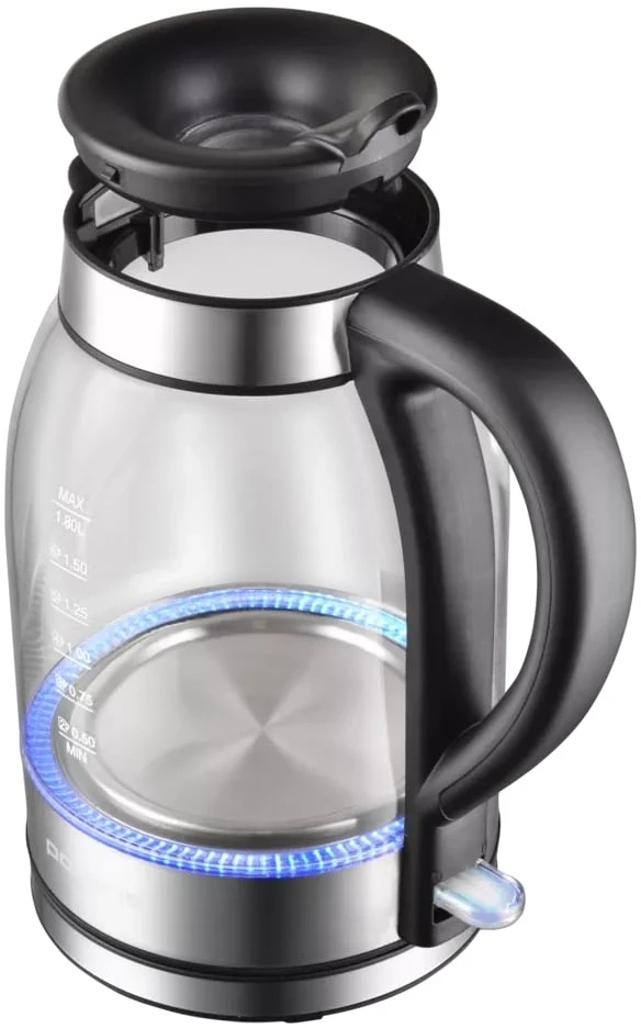 Чайник электрический Polaris PWK 1739CGL 1.8л. 2200Вт серебристый/черный корпус: стекло/металл  