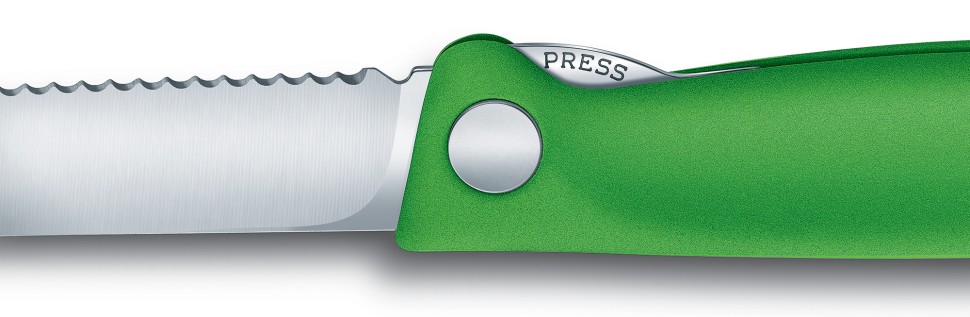 Нож кухонный Victorinox Swiss Classic (6.7836.F4B) стальной для овощей лезв.110мм серрейт. заточка зеленый блистер  