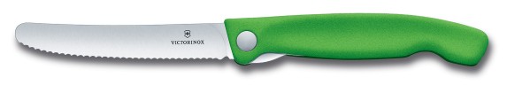 Нож кухонный Victorinox Swiss Classic (6.7836.F4B) стальной для овощей лезв.110мм серрейт. заточка зеленый блистер  