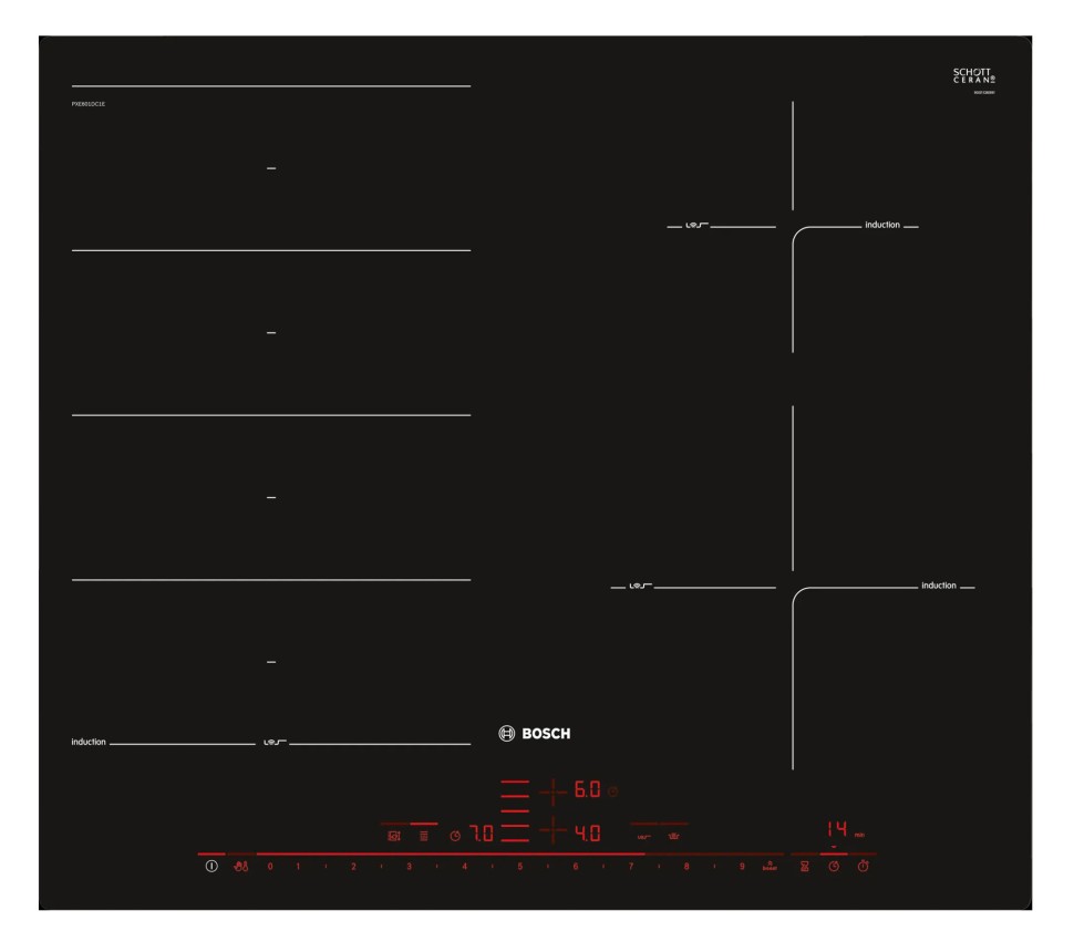 Индукционная варочная поверхность Bosch PXE601DC1E черный