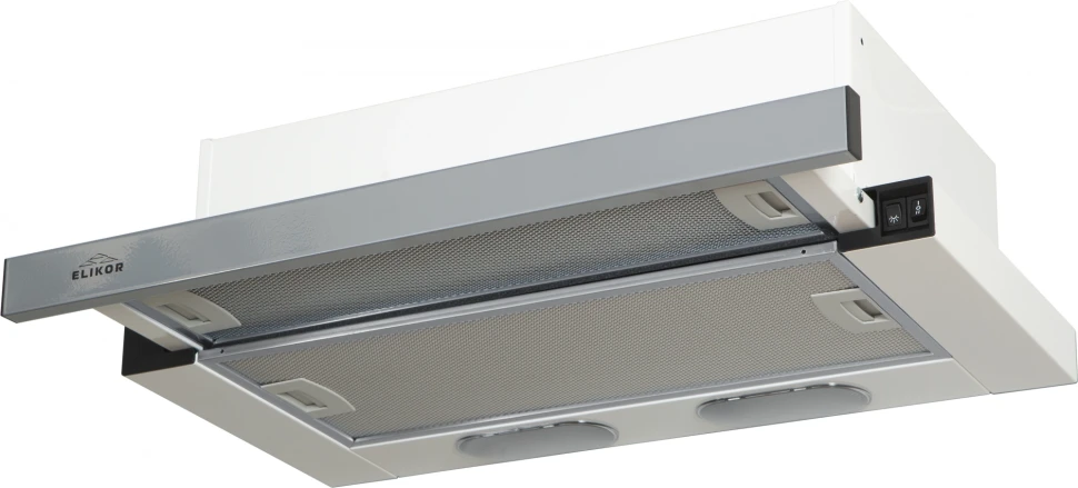 Вытяжка встраиваемая Elikor Интегра 60П-400-В2Л белый/серебристый управление: кнопочное (1 мотор)  
