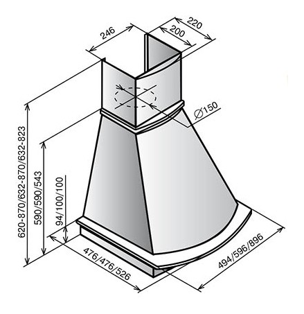 Вытяжка каминная Elikor Ротонда 60П-650-П3Л бежевый/дуб неокрашенный управление: ползунковое (1 мотор)