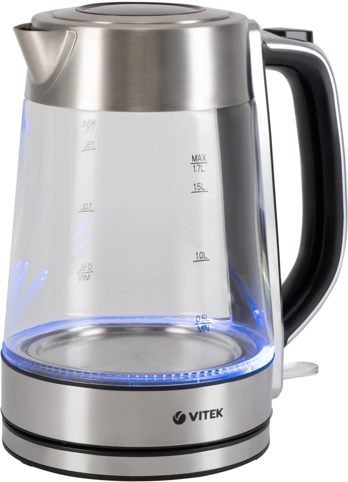 Чайник электрический Vitek VT-1184 1.7л. 2200Вт серебристый корпус: стекло/металл  
