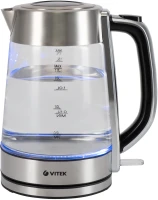 Чайник электрический Vitek VT-1184 1.7л. 2200Вт серебристый корпус: стекло/металл