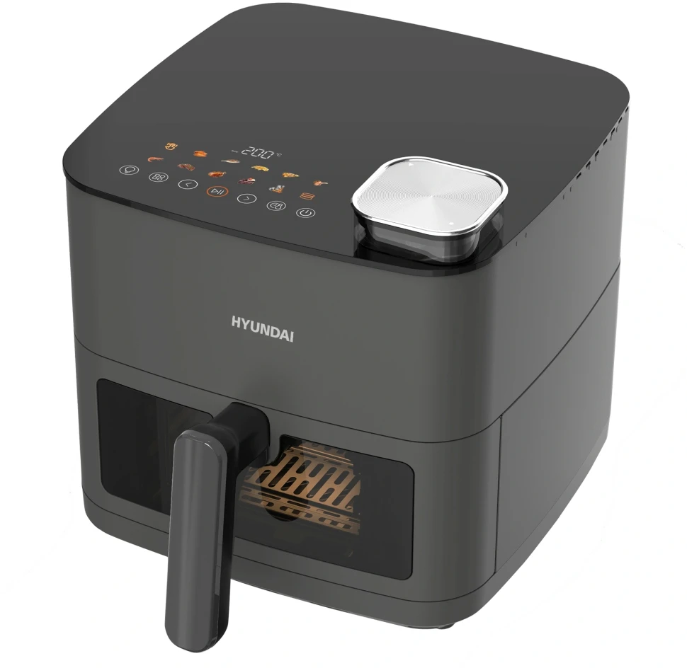 Аэрогриль Hyundai HYF-9085 8л 2000Вт темно-серый/серебристый  