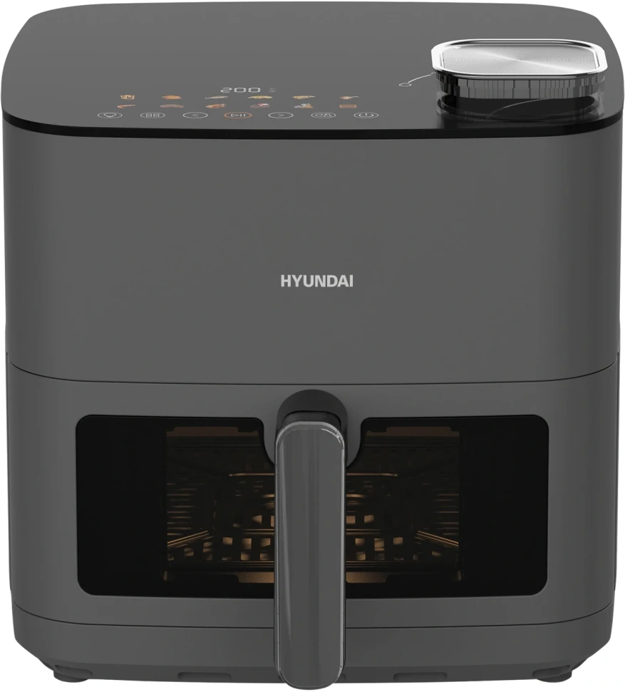 Аэрогриль Hyundai HYF-9085 8л 2000Вт темно-серый/серебристый  