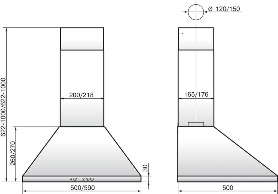 Вытяжка каминная Elikor Вента 60П-650-К3Д топленое молоко управление: кнопочное (1 мотор)  