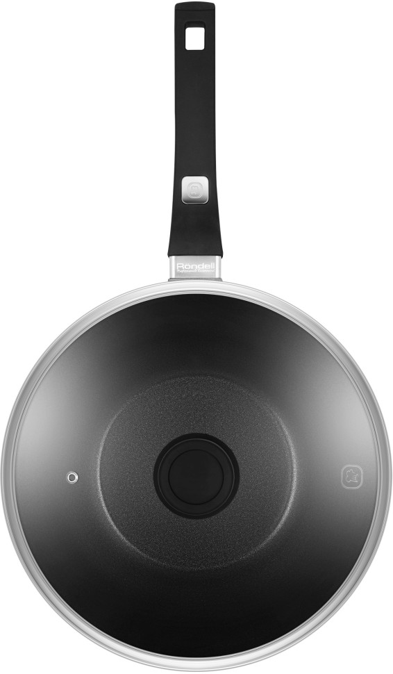 Сковорода ВОК (WOK) Rondell Escurion Grey RDA-1123 круглая 28см покрытие: TriTitan ручка несъемная (с крышкой) серый