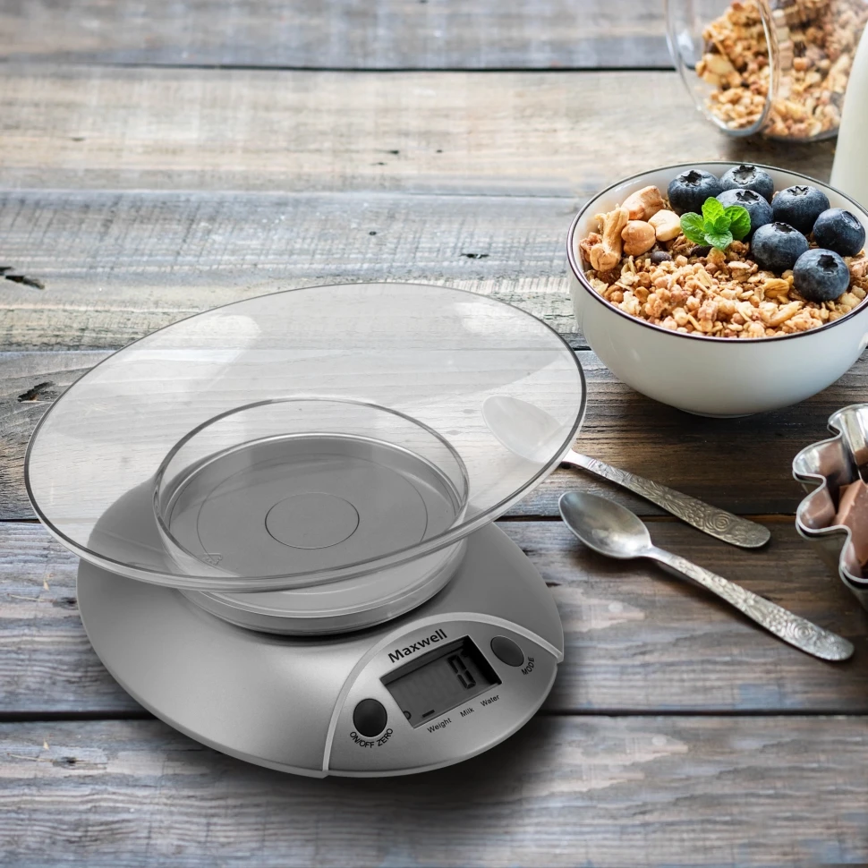 Весы кухонные электронные Maxwell MW-1451 макс.вес:5кг серебристый  