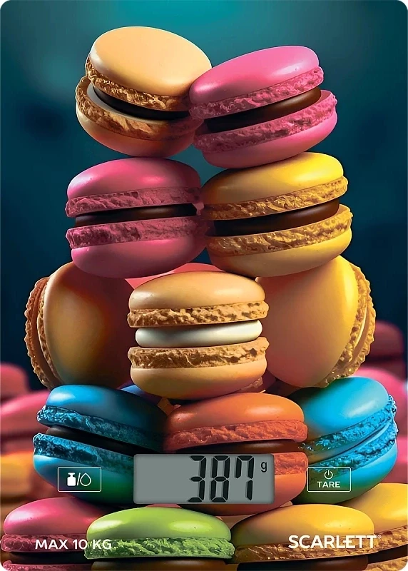 Весы кухонные электронные Scarlett SC-KS57P82 макс.вес:10кг синий/макаруны  