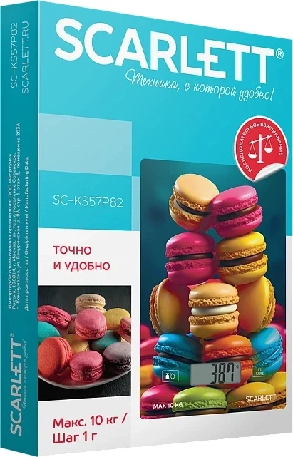 Весы кухонные электронные Scarlett SC-KS57P82 макс.вес:10кг синий/макаруны  