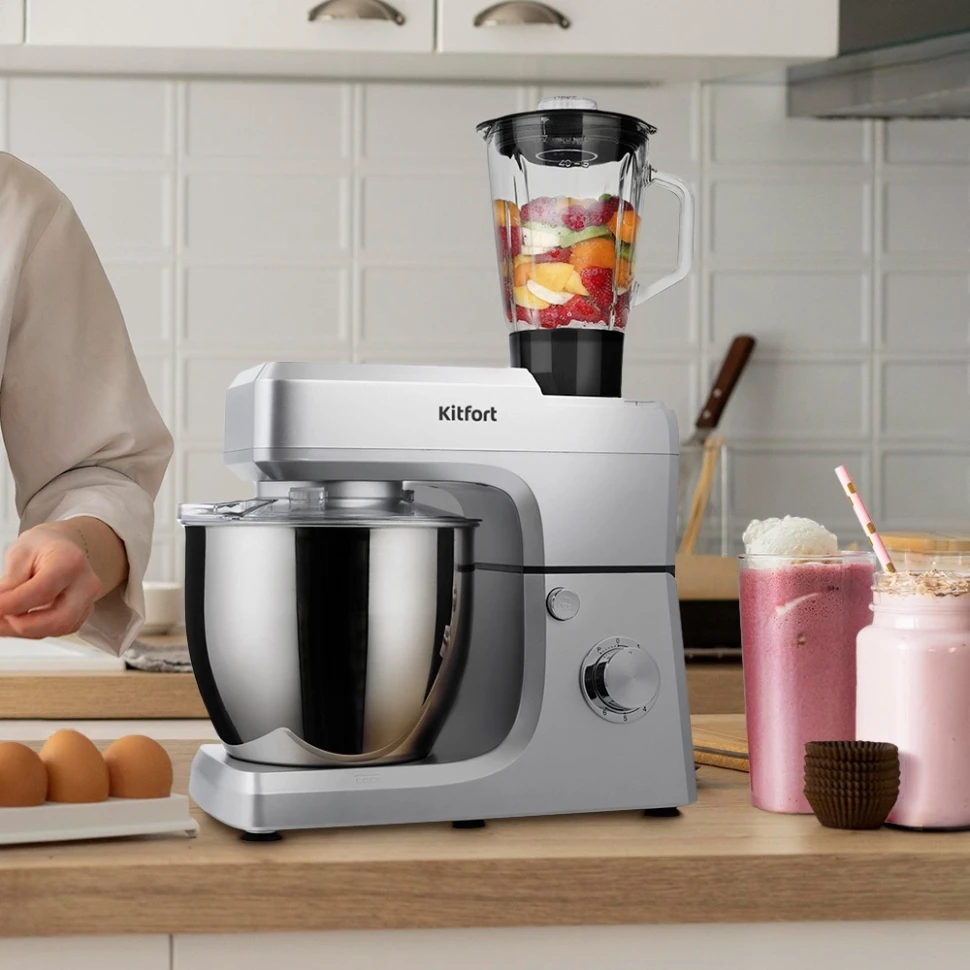 Миксер планетарный Kitfort КТ-1339-1 1400Вт серебристый