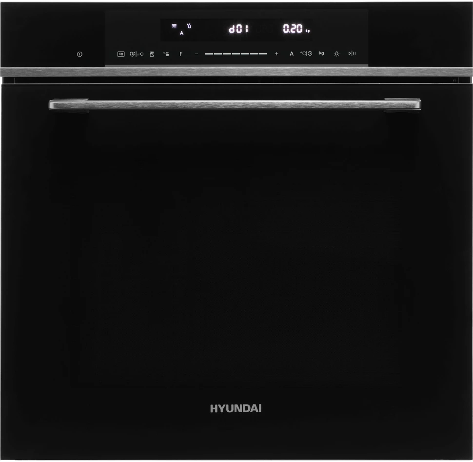 Духовой шкаф Электрический Hyundai HMEO 6780 DX черное стекло/серебристый  