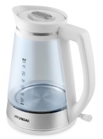Чайник электрический Hyundai HYK-G3037 1.9л. 3000Вт белый/прозрачный корпус: стекло/пластик