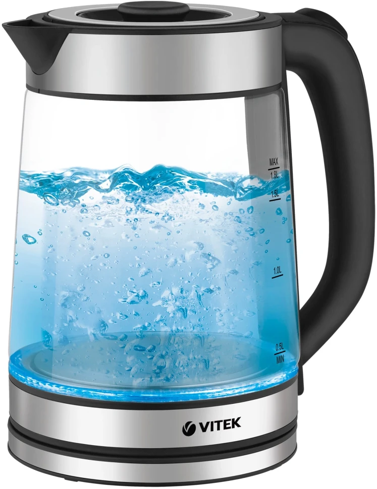 Чайник электрический Vitek VT-1179 1.8л. 2200Вт серебристый корпус: стекло/металл  