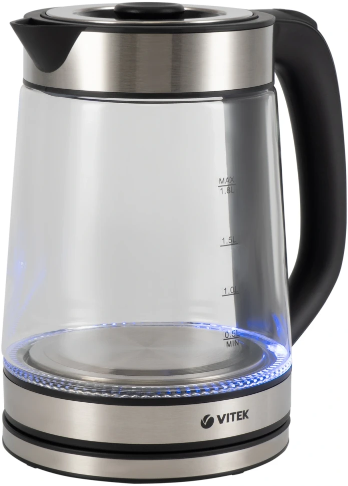 Чайник электрический Vitek VT-1179 1.8л. 2200Вт серебристый корпус: стекло/металл  