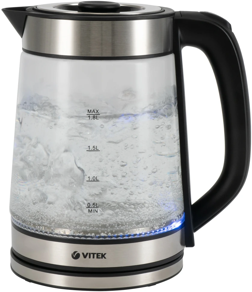 Чайник электрический Vitek VT-1179 1.8л. 2200Вт серебристый корпус: стекло/металл  