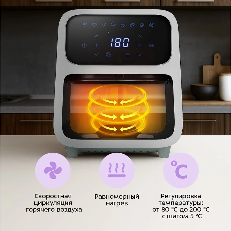 Аэрогриль Kitfort КТ-8147 4л 1800Вт серый/белый