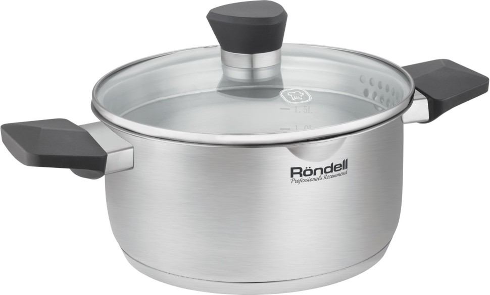 Кастрюля Rondell Strike Grey Ultra RDS-1949 4.8л. d=24см (с крышкой) стальной  