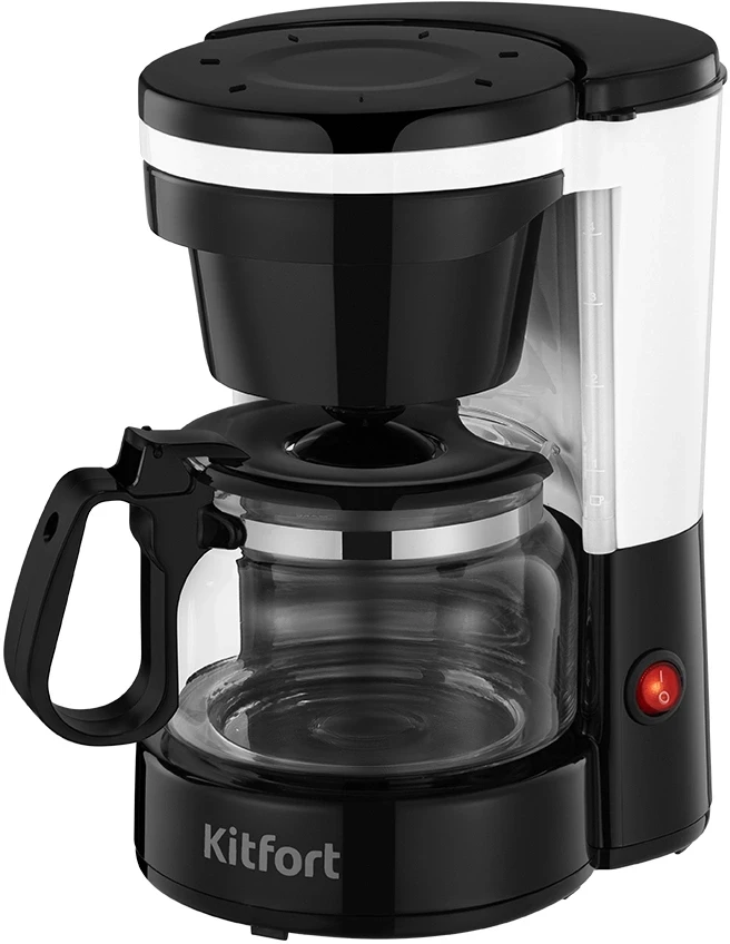 Кофеварка капельная Kitfort КТ-7486 550Вт черный/белый  