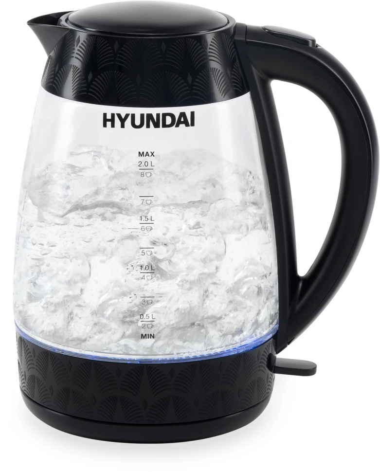 Чайник электрический Hyundai HYK-G4505 2л. 2200Вт черный корпус: стекло/пластик  