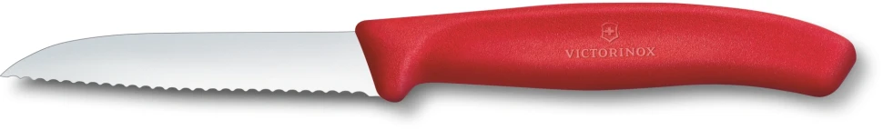 Нож кухонный Victorinox Swiss Classic (6.7431.C1) стальной для овощей лезв.80мм серрейт. заточка красный  
