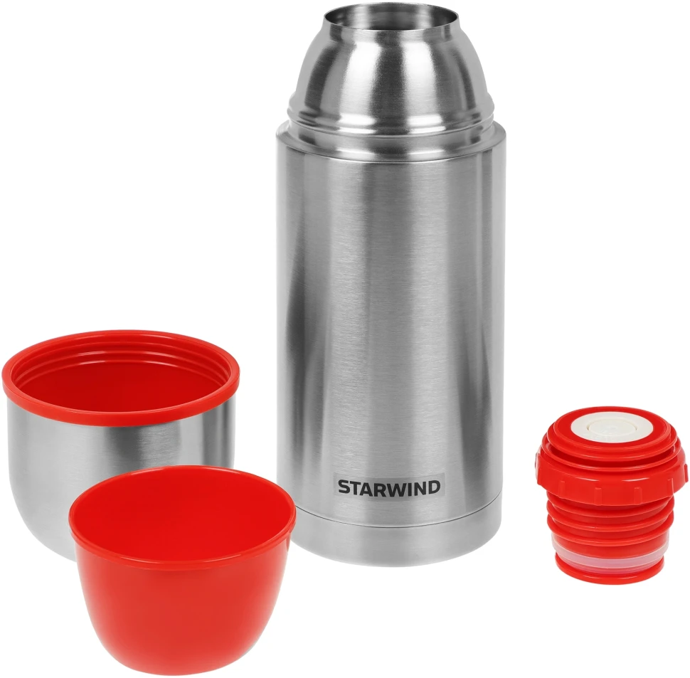 Термос Starwind 20-750 0.75л. серебристый/красный картонная коробка  