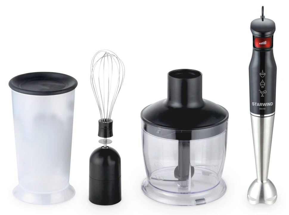 Блендер погружной Starwind SBP3432b 800Вт черный/красный  