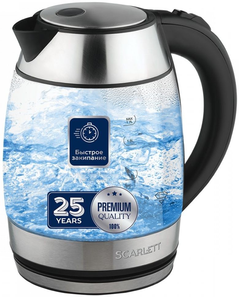 Чайник электрический Scarlett SC-EK27G94 1.7л. 2200Вт нержавеющая сталь корпус: стекло/металл (EK27G94)  