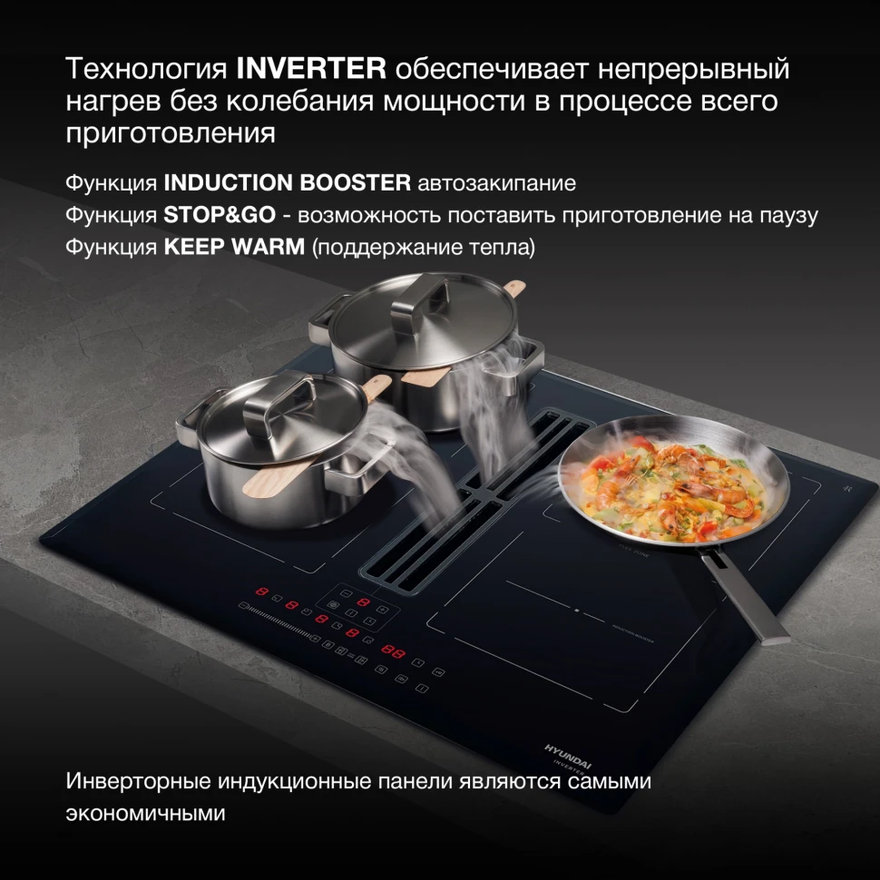 Индукционная варочная поверхность Hyundai HHIH 6858 BG черный  