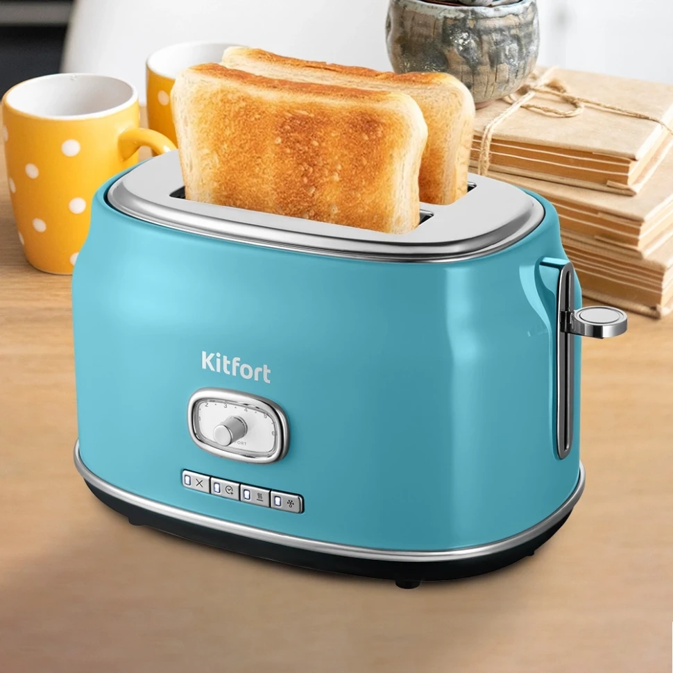 Тостер Kitfort КТ-6455 815Вт голубой/серебристый  