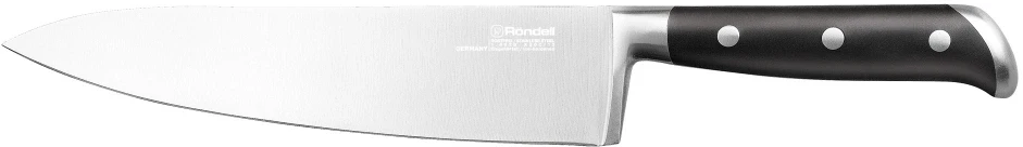 Нож кухонный Rondell Langsax RD-318 стальной поварской лезв.200мм прямая заточка черный блистер  
