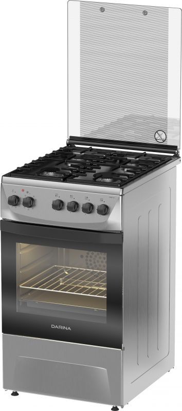 Плита Комбинированная Darina 1D1 КМ 241 311 X нержавеющая сталь/черный (стеклянная крышка) реш.чугун  