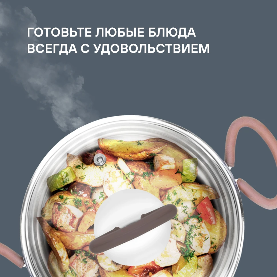 Кастрюля Rondell Etery RDS-1600 5.1л. d=24см (с крышкой) стальной