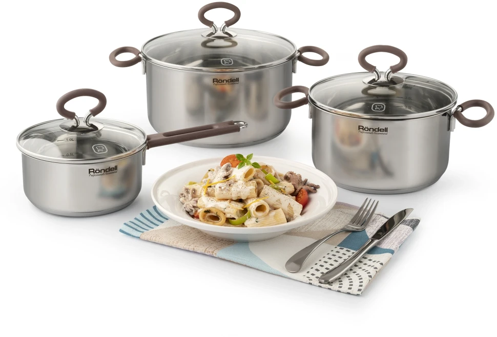 Кастрюля Rondell Etery RDS-1600 5.1л. d=24см (с крышкой) стальной